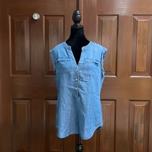NWT women’s New York & Company extra small denim look cap sleeve top